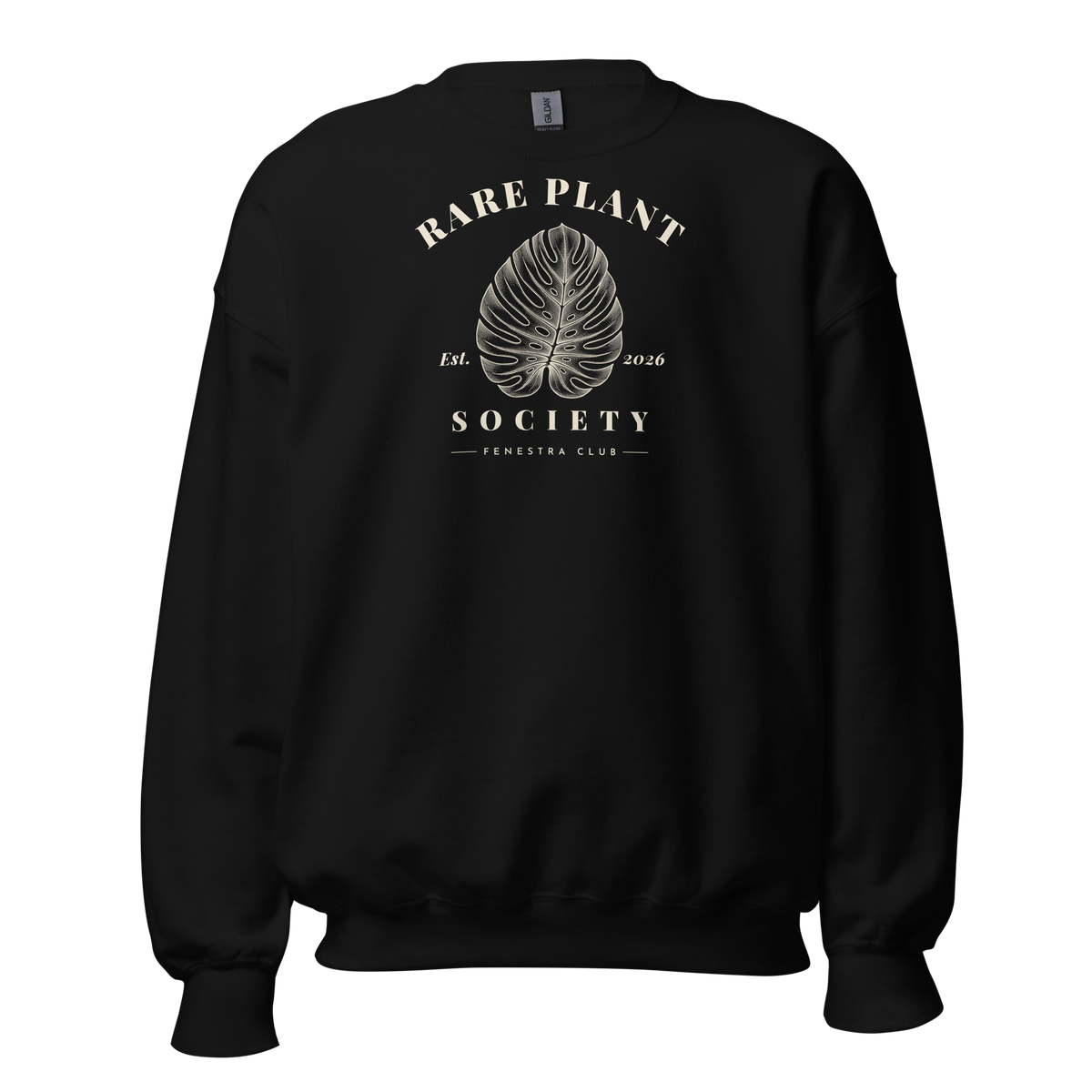 Rare Plant Society crewneck sweatshirt in Black — front view