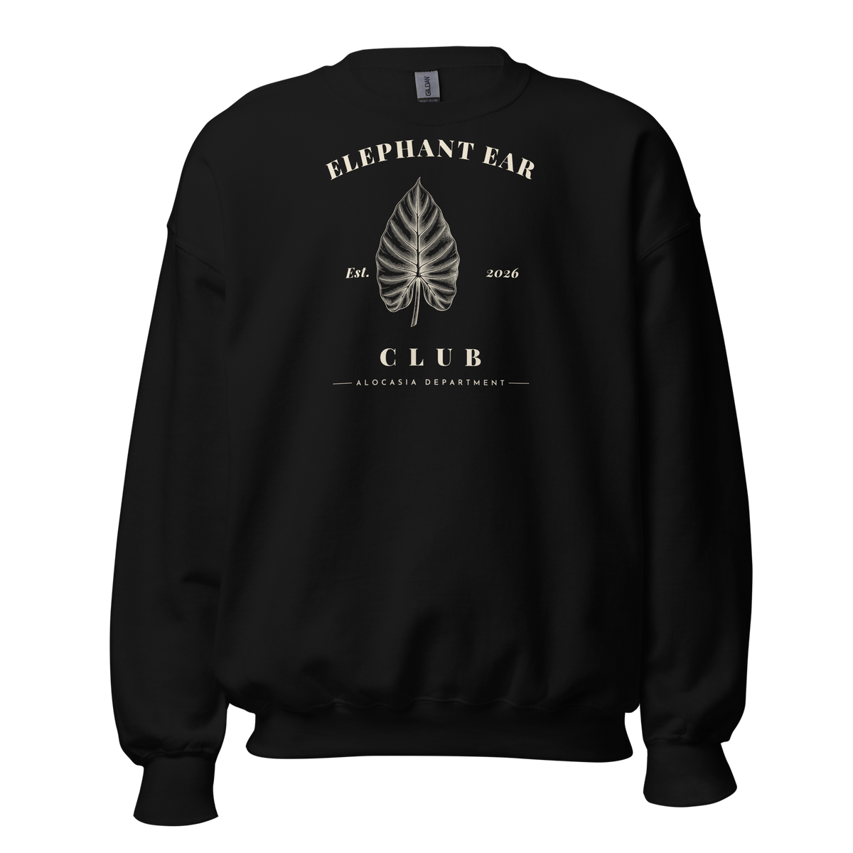 Elephant Ear Club crewneck sweatshirt in Black — front view