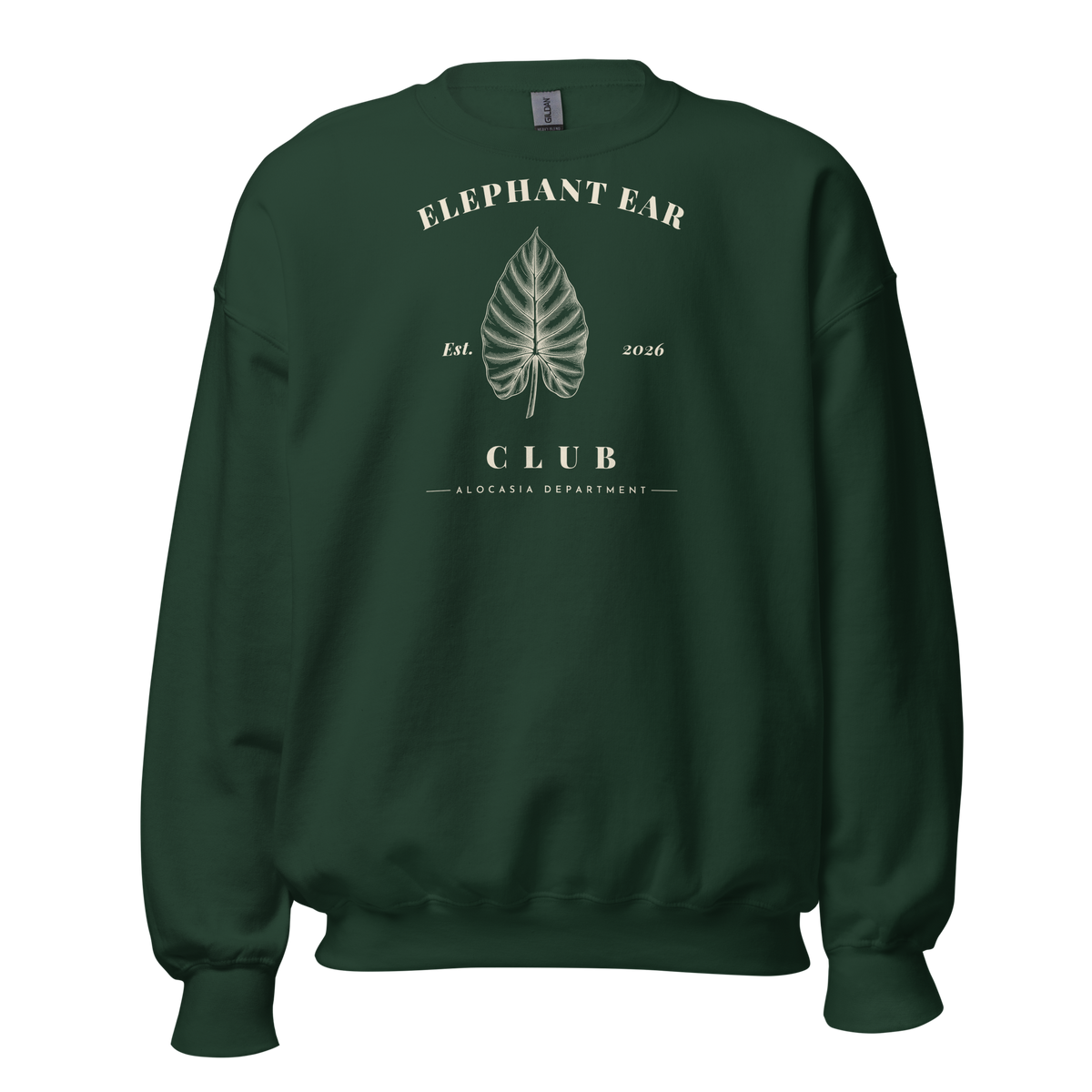 Elephant Ear Club crewneck sweatshirt in Forest Green — front view