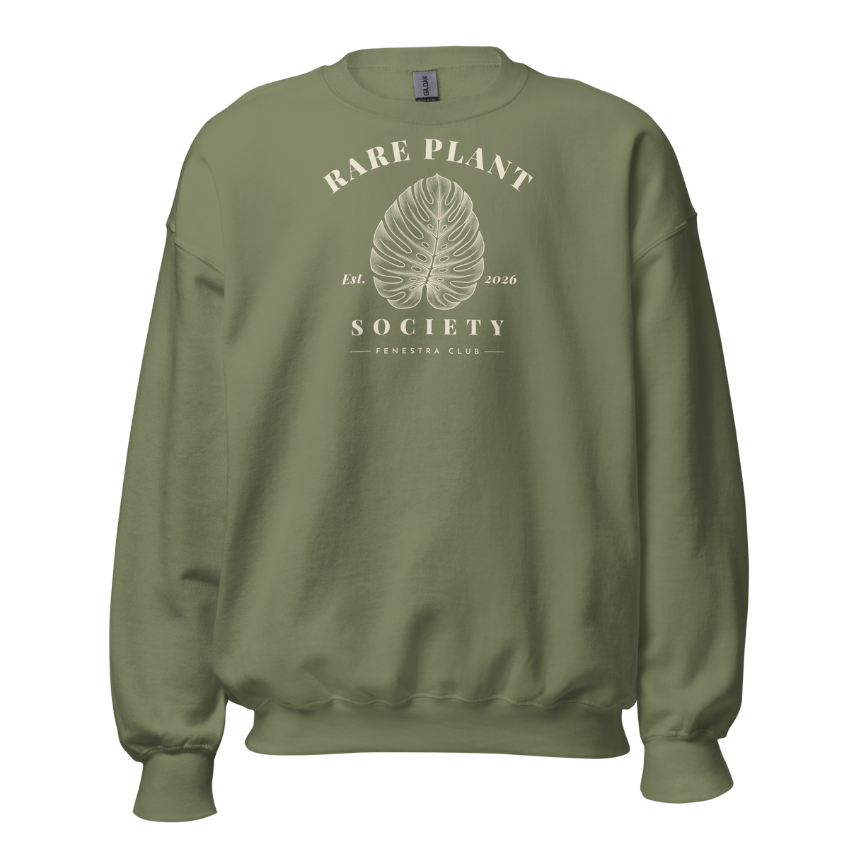 Rare Plant Society crewneck sweatshirt in Military Green — front view