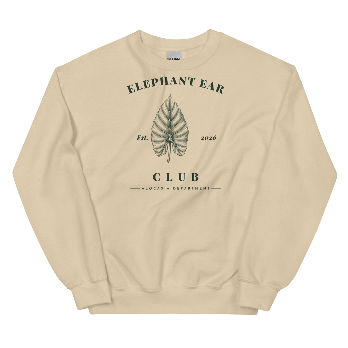 Elephant Ear Club crewneck sweatshirt in Sand — front view