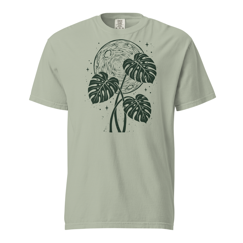 Moon Monstera tee in Bay — front view