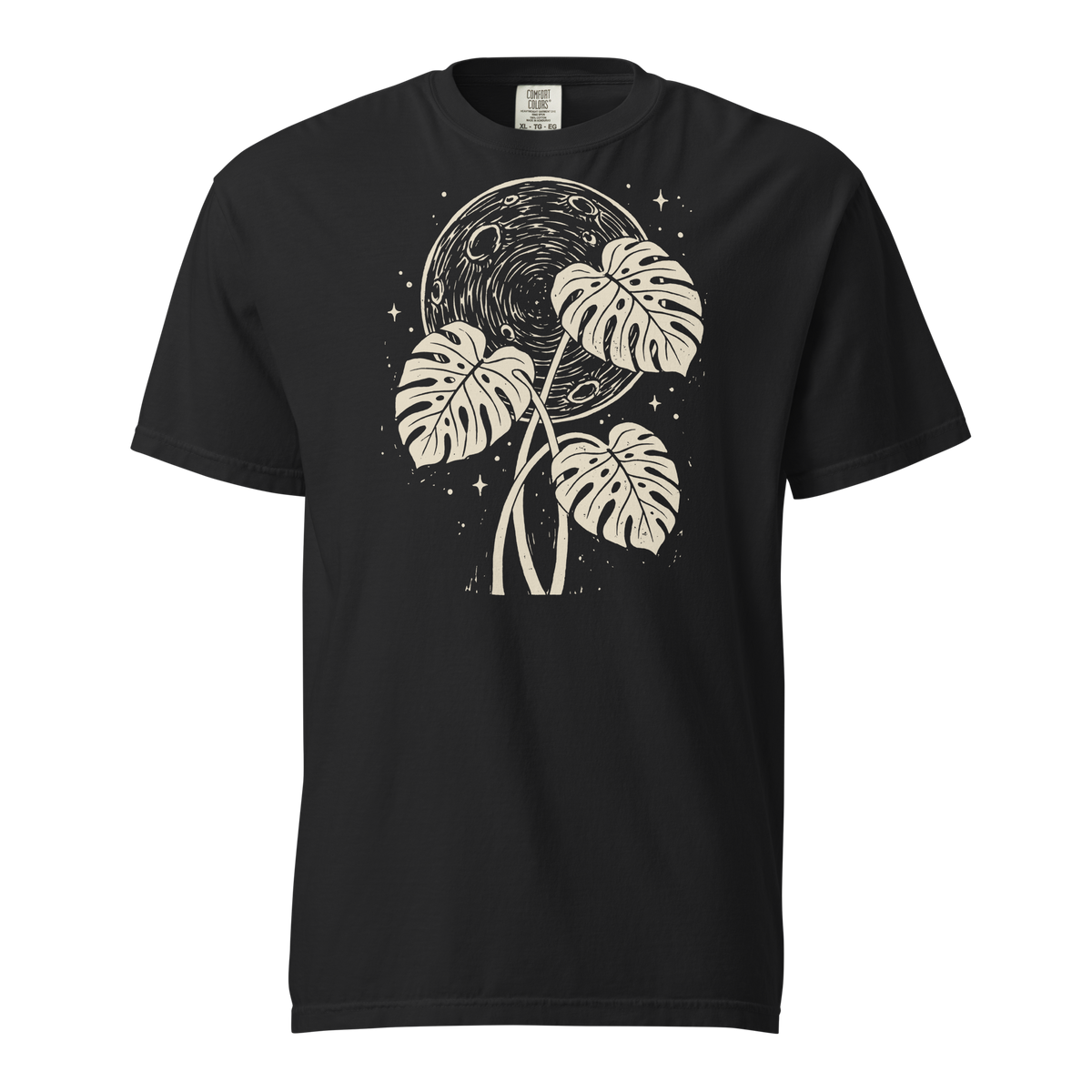 Moon Monstera tee in Black — front view