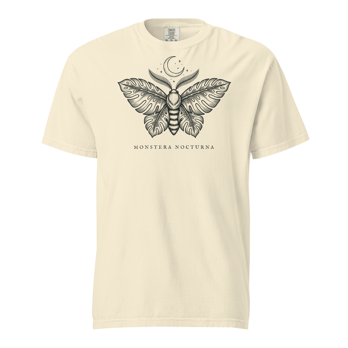 Monstera Nocturna tee in Ivory — front view