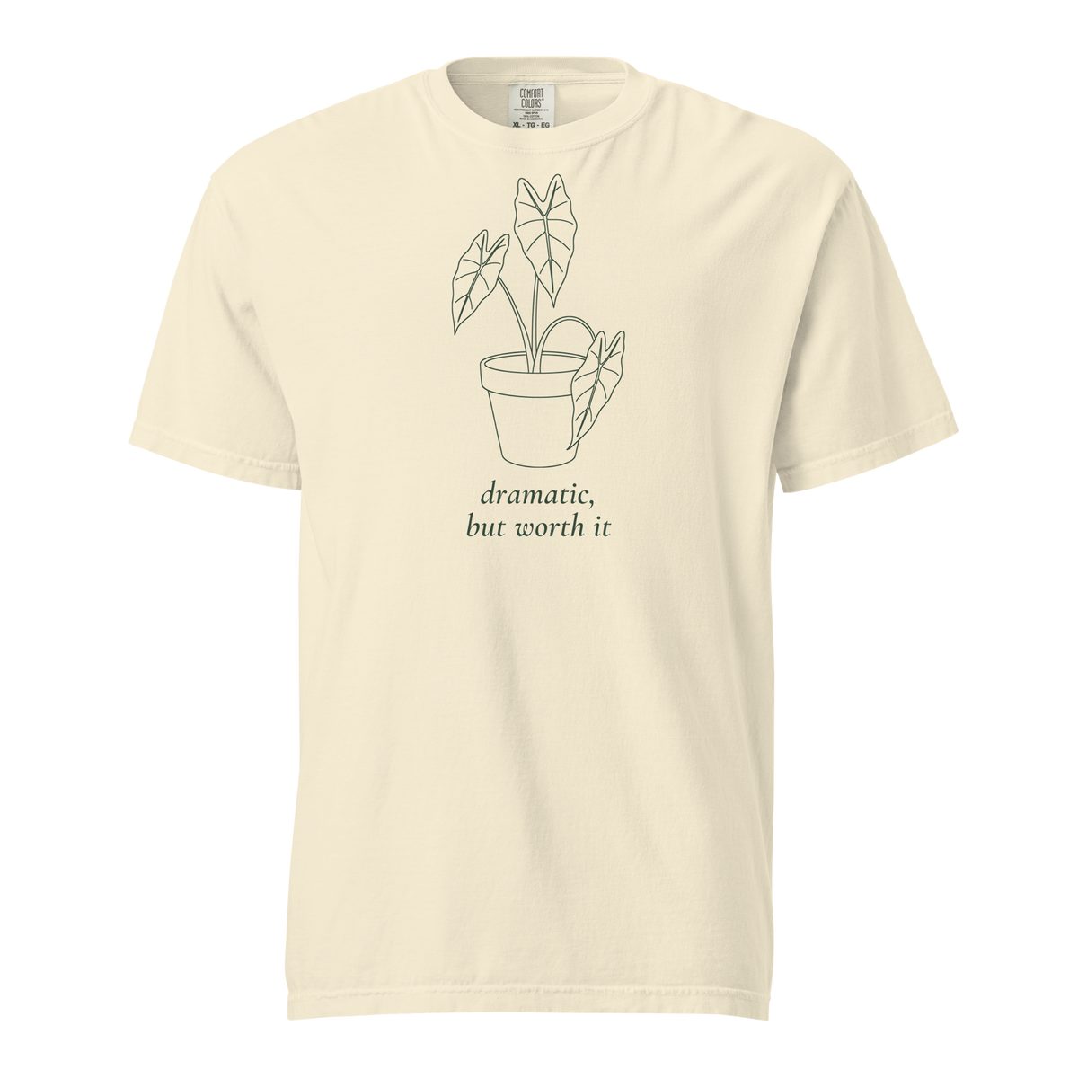 Dramatic, But Worth It tee in Ivory — front view