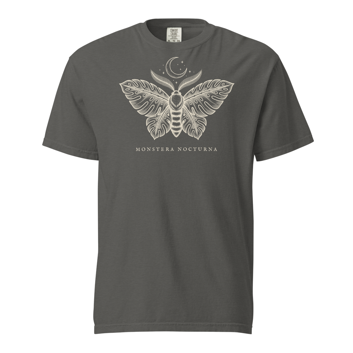 Monstera Nocturna tee in Pepper — front view