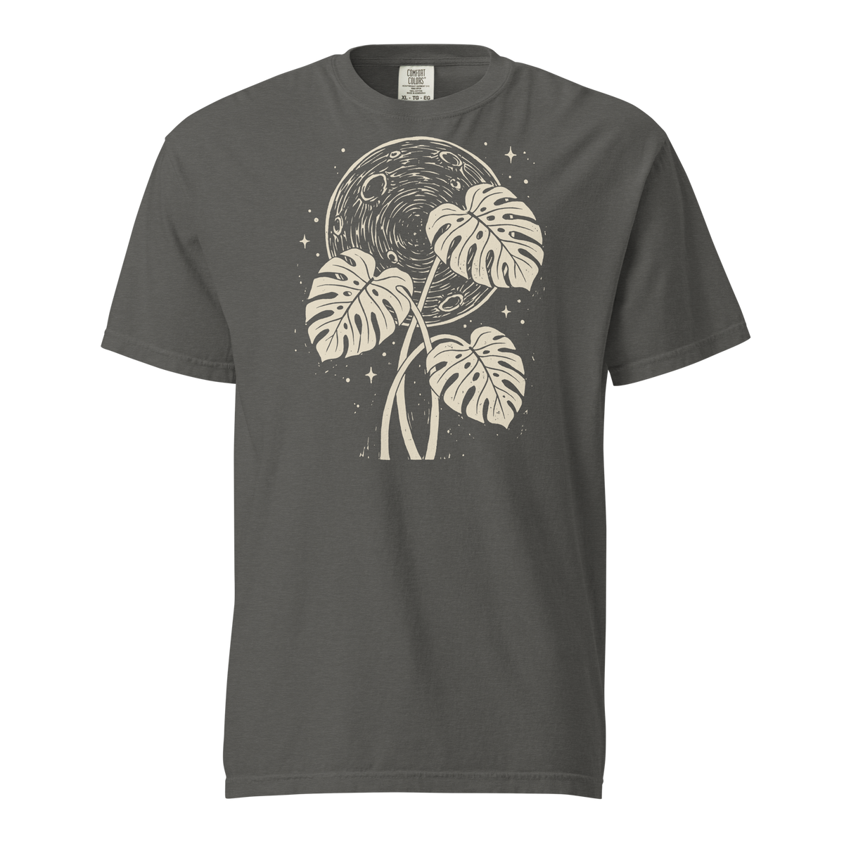 Moon Monstera tee in Pepper — front view