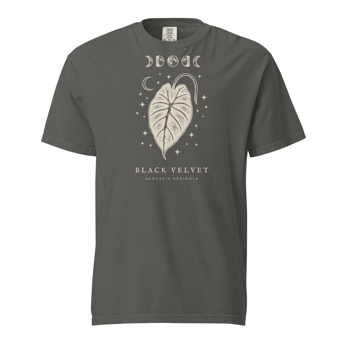 Black Velvet alocasia tee in Pepper — front view