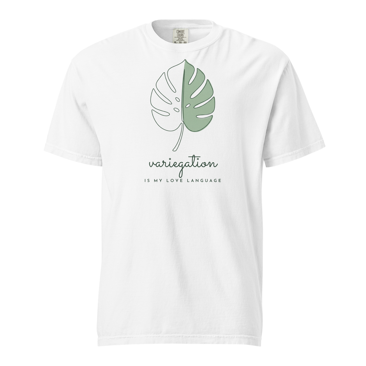 Variegation Is My Love Language tee in White — front view