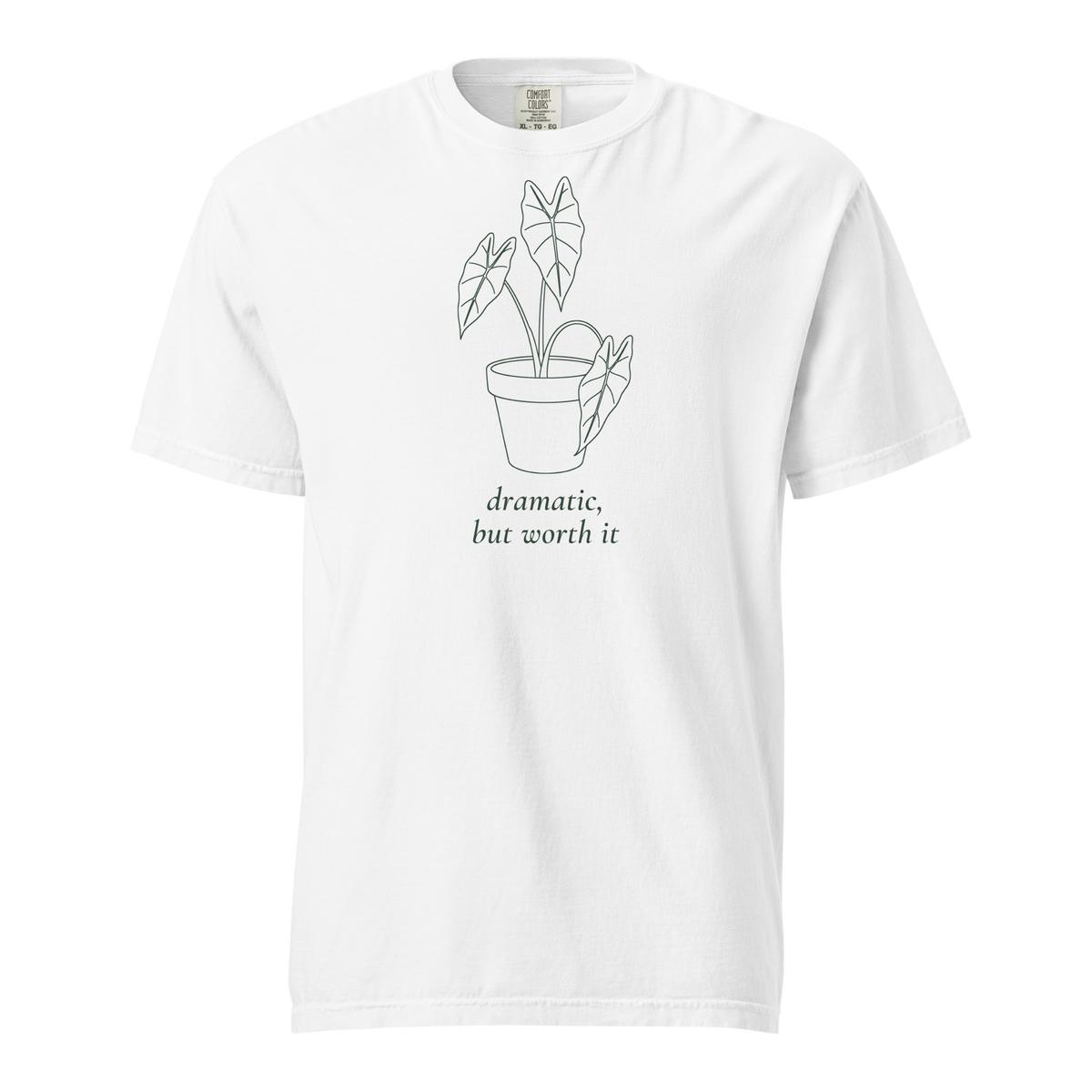 Dramatic, But Worth It tee in White — front view